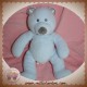 MARESE SOS DOUDOU OURS BLEU PIED TISSU GRIS BLANC