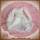 CYRILLUS SOS DOUDOU LAPIN PLAT BLANC BOUCLETTE DOS TISSU ROSE LOSANGE