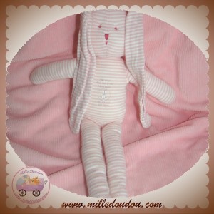 PETIT BATEAU SOS  DOUDOU LAPIN RAYE ROSE MILLERAIES ROND LAPIN