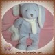 BABYNAT SOS DOUDOU LAPIN LAYETTE BLEU ECHARPE BLANCHE MOUCHOIR