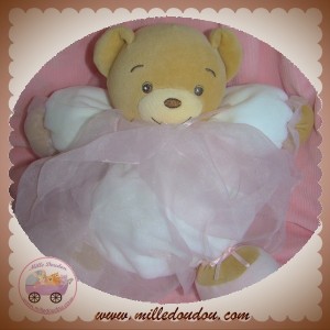 KALOO DOUDOU SOS OURS BALLERINE BOULE BLANC TULLE ROSE