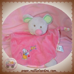 MAXITA SOS DOUDOU SOURIS PLAT ROSE  RAYE ORANGE CERF VOLANT