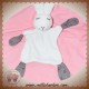 DPAM SOS DOUDOU LAPIN PLAT BLANC TISSU GRIS FLEURS