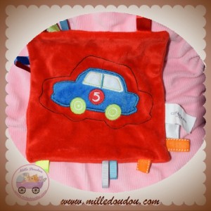 CARREBLANC SOS DOUDOU MOUCHOIR PLAT ROUGE VOITURE BLEU ETIQUETTES