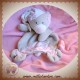 BABYNAT BABY NAT SOS DOUDOU OURS PLAT GRIS BONNET BLANC FLEUR ROSE