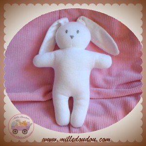 PETIT BATEAU SOS DOUDOU LAPIN BLANC TISSU EXPRESSION VISAGE GRIS