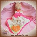 TOODO SOS DOUDOU LAPIN BEIGE ECRU MOUCHOIR FLEUR ROSE COEUR ORANGE