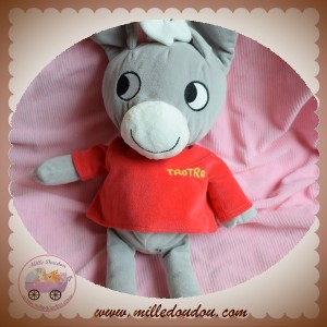 AJENA SOS DOUDOU ANE GRIS TROTRO PULL ROUGE NOUNOURS 32 cm