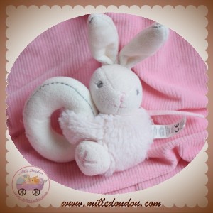 KALOO SOS DOUDOU LAPIN HOCHET ROSE BLANC PERLE