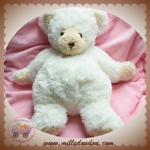 BABYNAT DOUDOU OURS GOLDY BOUCLETTE BLANC BEIGE 40 CM