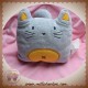 BRIOCHE SOS DOUDOU CHAT GRIS ROND JAUNE CROIX