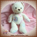 HISTOIRE D'OURS SOS DOUDOU OURS BLANC PEACE HIPPIE ROSE COEUR