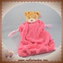 KALOO SOS DOUDOU OURS BEIGE PLAT PLUME ROSE NOEUD BLANC