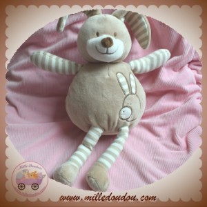 SOFT FRIENDS LGRI SOS DOUDOU LAPIN ECRU BEIGE RAYE MUSICAL