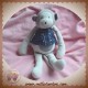 MOULIN ROTY SOS DOUDOU SINGE GRIS AIME ET CELESTE RAYE BLEU