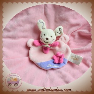 BABYNAT BABY NAT SOS DOUDOU LAPIN ECRU PLAT ROSE FLEUR