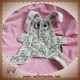 NOTSOBIG SOS DOUDOU LAPIN PLAT TISSU FLEUR VERT VELOURS BLANC
