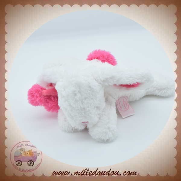 Doudou lapin fraise vert et rouge rose Doudou et compagnie