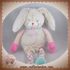 DOUDOU ET COMPAGNIE SOS LAPIN FOURRURE BLANC BEIGE CHINE LES CHOUPIDOUX DC2763