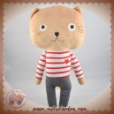 MONOPRIX SOS DOUDOU CHAT MARRON RAYE ROUGE COEUR PANTALON GRIS