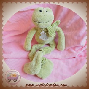 HISTOIRE D'OURS SOS DOUDOU GRENOUILLE VERTE EPONGE FRIMOUSSE JAMBIERE 30 CM