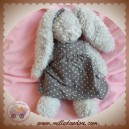 JJA ATMOSPHERA SOS DOUDOU LAPIN GRIS ROBE VELOURS A POIS