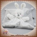 NICOTOY SOS DOUDOU LAPIN PLAT BLANC GRIS ETOILES ATTACHE TETINE