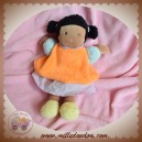 NOUNOURS SOS DOUDOU POUPEE MARRON ROBE ORANGE VIOLET