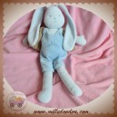 AUBISOU SOS DOUDOU LAPIN GARCON BLEU SALOPETTE VESTE BEIGE AUBERT