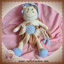 TAKINOU SOS DOUDOU HIPPOPOTAME BEIGE ET BLEU FLEURS HYPOLITHE