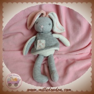 KALOO SOS DOUDOU LAPIN RAYE GRIS ROBE ROSE ZEN