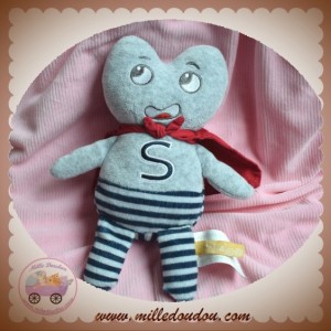 BRIOCHE SOS DOUDOU SUPER HEROS GRIS CAPE ROUGE