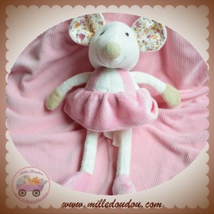 EURODIF SOS DOUDOU SOURIS BLANCHE ROBE ROSE BABIDOU