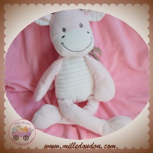 NICOTOY SOS DOUDOU ZEBRE GIRAFE ROSE BLANC RAYE 40 CM