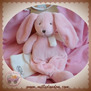 BABYNAT SOS DOUDOU LAPIN LAYETTE ROSE ECHARPE BLANCHE MOUCHOIR