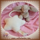 JELLYCAT SOS DOUDOU LAPIN TAUPE GRIS ETOILE BLANCHE MUSICAL