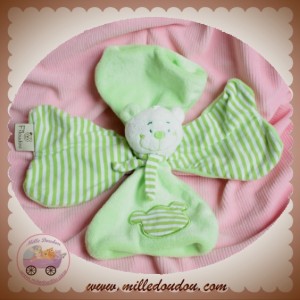 FILOUDOU SOS DOUDOU OURS BLANC FLEUR PLAT TREFLE VERT CMP