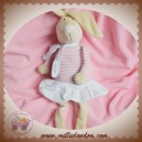 BOUT'CHOU MONOPRIX SOS DOUDOU LAPIN BEIGE ROBE RAYE ROSE BLANC POINT