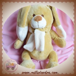 MAXITA SOS DOUDOU LAPIN MARRON ECHARPE ECRU