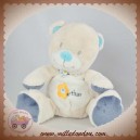 ARTHUR ET LOLA SOS DOUDOU OURS GRIS BLEU FLEUR ORANGE