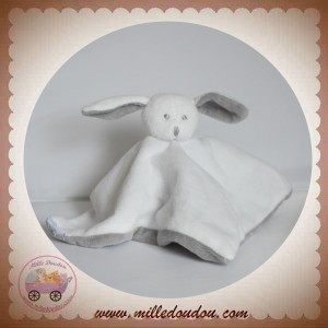 JACADI SOS DOUDOU LAPIN PLAT BLANC DOS GRIS