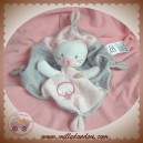 MOTS D'ENFANTS SOS DOUDOU CHAT PLAT GRIS ROSE OISEAU