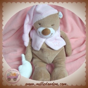 NATTOU SOS DOUDOU OURS MARRON HAUT ROSE ETOILE LUNE