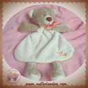 SOS DOUDOU OURS PLAT ECRU DOS BEIGE ECHARPE VICHY ORANGE BABY TEDDY