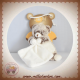 BABYNAT SOS DOUDOU OURS MARRON CHINE POIL MOUCHOIR BLANC FLOCONS