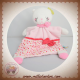 MOTS D'ENFANTS SOS DOUDOU CHAT PLAT ROSE FLEUR NOEUD
