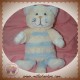 GIPSY SOS DOUDOU CHAT ECRU BLANC RAYE BLEU POILS 22 cm