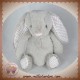 DAMART SOS DOUDOU LAPIN BOUCLETTE GRIS A POINT ROUGE BLEU