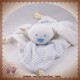 KIMBALOO SOS DOUDOU CHIEN BLANC PLAT RAYE BLEU BRIOCHE