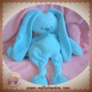 NATTOU SOS DOUDOU LAPIN BLEU TURQUOISE QUASI PLAT NOEUD